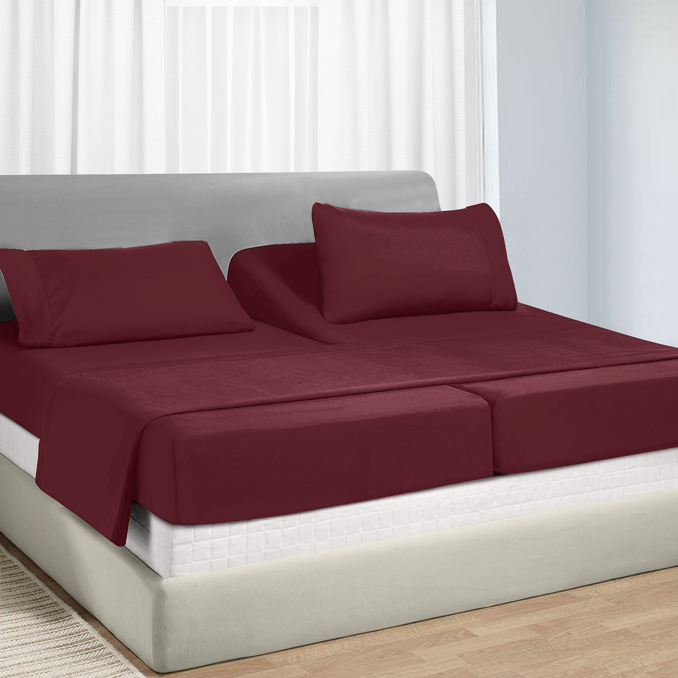 California Design Den 100 Split King Sheets Set, 400 Thread Count