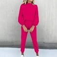 thumbnail image 6 of Soyumi Workout Crewneck Comfortable Hoodie and Pants Homewear Sweatsuits Cozy Fall Fashion Must Haves Gaucho Tracksuits High Waisted Boho Trendy Oversized Wide Leg Pants Lightweight Terry, Hot Pink, 6 of 7