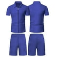 thumbnail image 4 of HAOYUNL Mens 2Pcs Short Sleeve Set Zip Cardigan and Shorts Sets Two Piece Summer Casual Outfits Tracksuit Set for Men M-3XL, 4 of 8