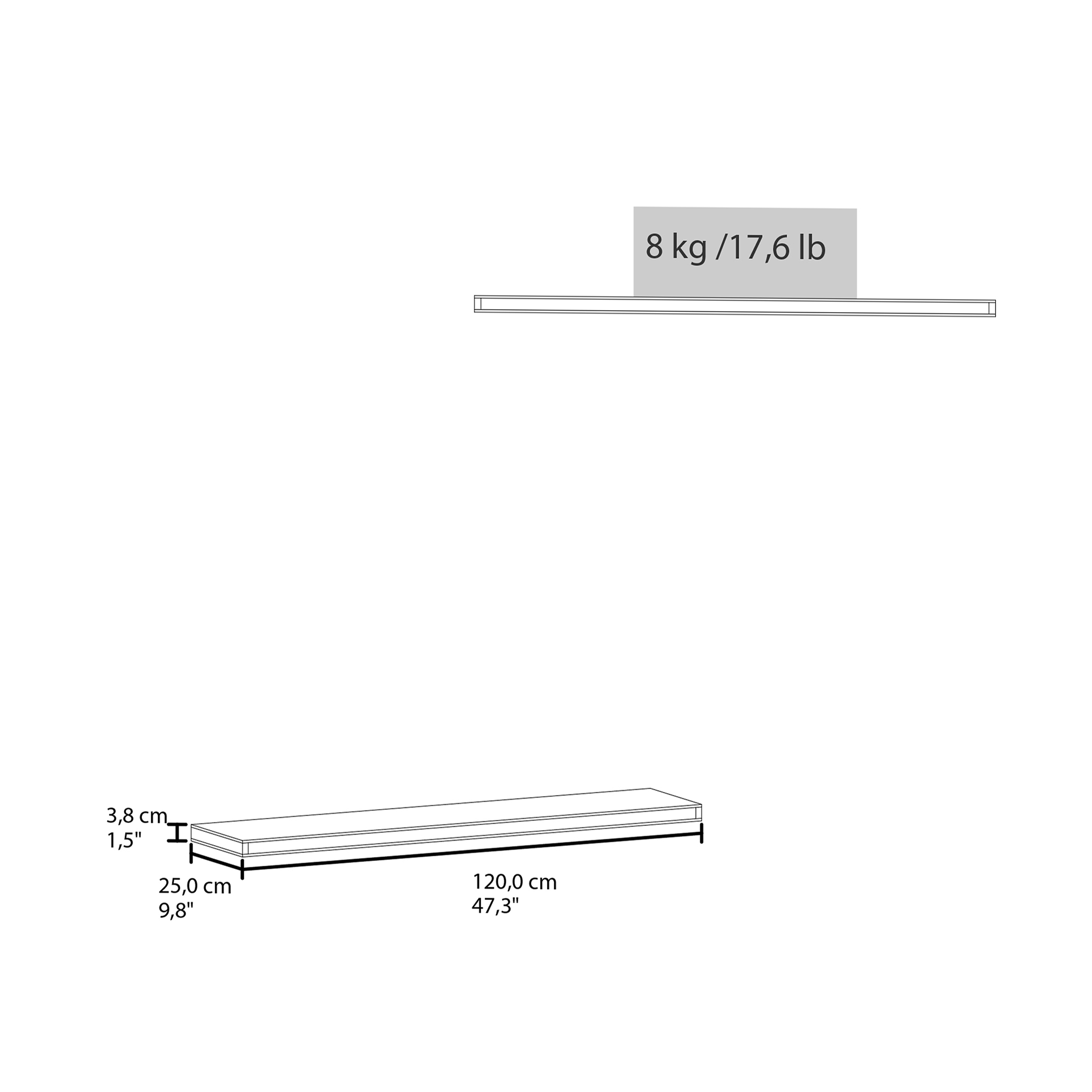 JERFIT 47 inch Floating Shelves Set of 2, Modern Wall Mounted Shelves for Living Room, Bedroom, Bathroom, Hidden Brackets, Heavy Duty MDF, Space Saving Storage Display Shelves in Grey