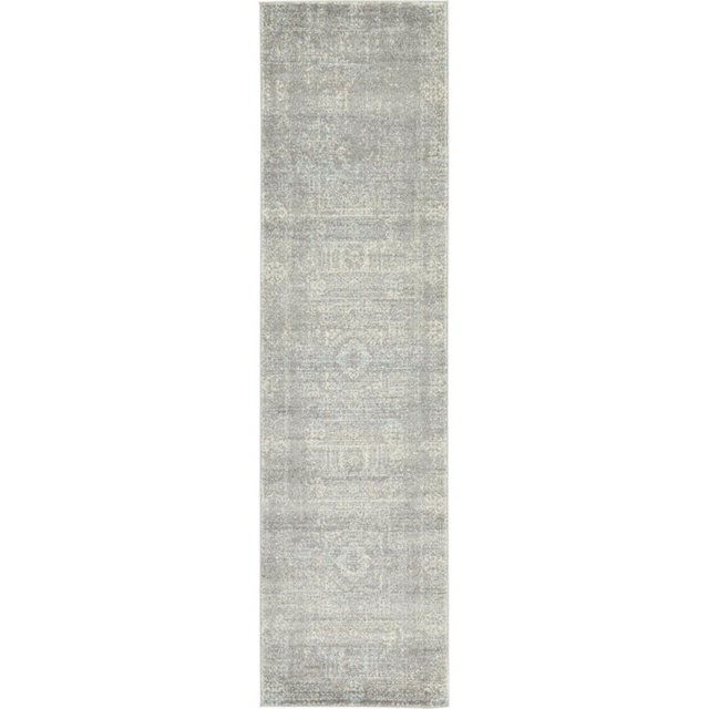 Unique Loom Tradition Classic Distressed Rug 2' 7 x 10' Runner Silver/Ivory