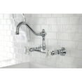 thumbnail image 2 of Kingston Brass  Vintage Two-Handle 2-Hole Wall Mount Bathroom Faucet Polished Nickel Polished, 2 of 5