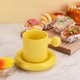 thumbnail image 3 of Ceramic Coffee Mug, Cute Mug Ball Handle with Saucer for Office and Home, 10 oz/300 ml for Latte Tea Milk (Vitality Yellow), 3 of 4