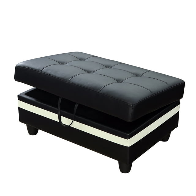 PonLiving Oversized Leather Storage Ottoman with Lid Lifting, for Living Room/Bedroom/Office