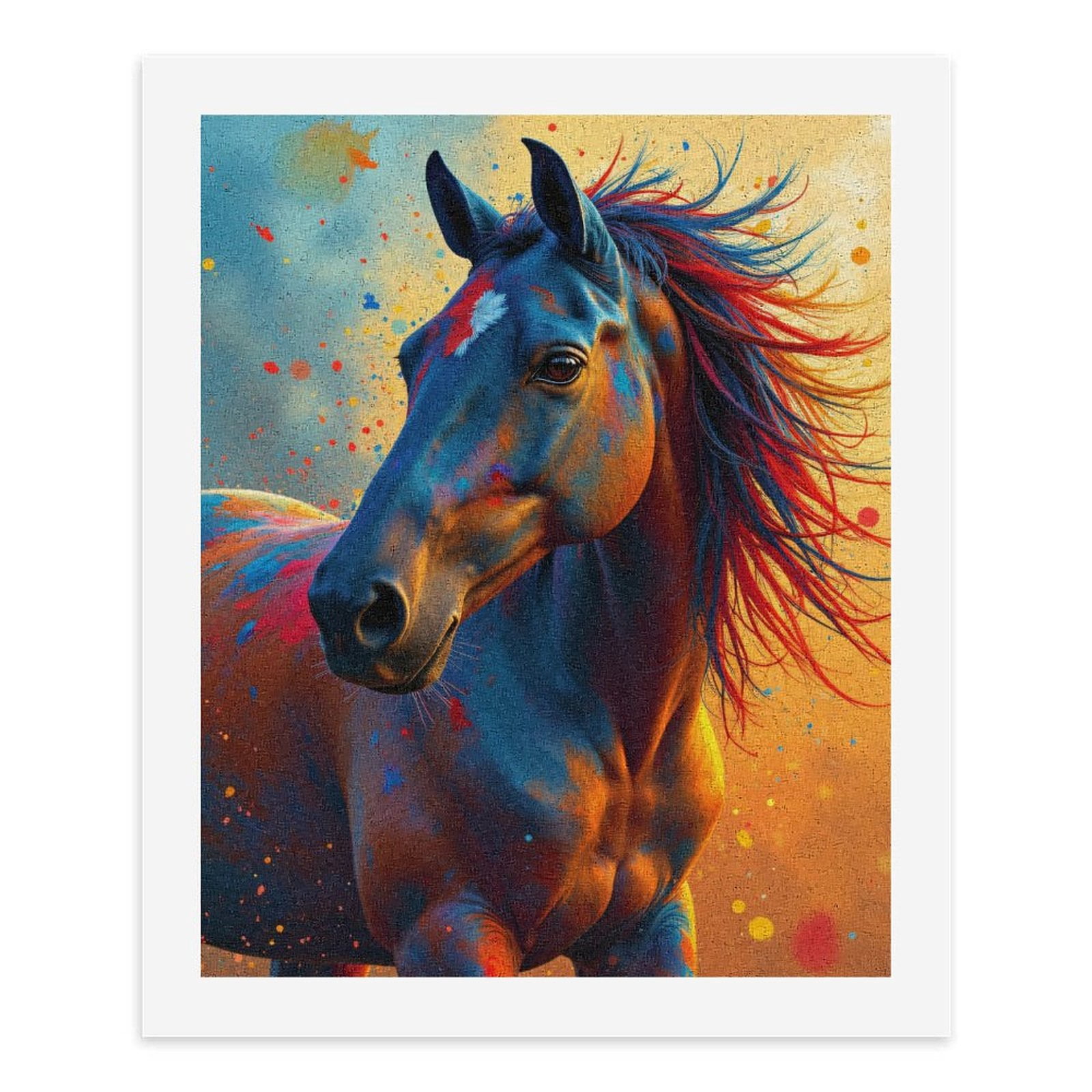 Paint by Numbers Kit for Adults, Colorful Horse Vibrant Background Paint by Numbers, Easy Paint by Numbers Kit for Adults Beginner, DIY Adult Paint by Number Kits on Canvas, 12x16in Home Decor