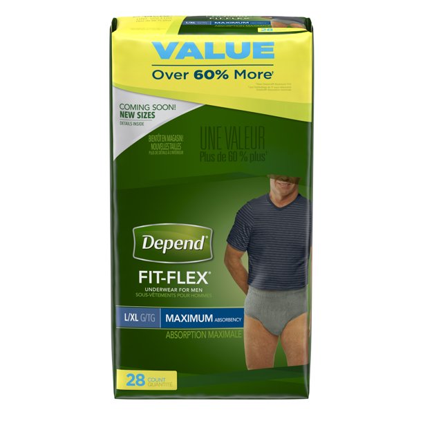 Depend FIT-FLEX Incontinence Underwear for Men, Maximum Absorbency, L ...
