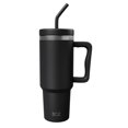 thumbnail image 1 of BOZ 40 oz Tumbler with Handle and Straw Lid - Cupholder-Friendly, Insulated Stainless Steel Water Bottle, Reusable Travel Mug, Ideal for Hot & Cold Beverages (Black), 1 of 8