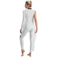 thumbnail image 2 of Kaerm Women Acrobatic Gymnastics Performance Jumpsuit Metallic Shiny Rhinestones Full Body Leotard Ivory M, 2 of 7