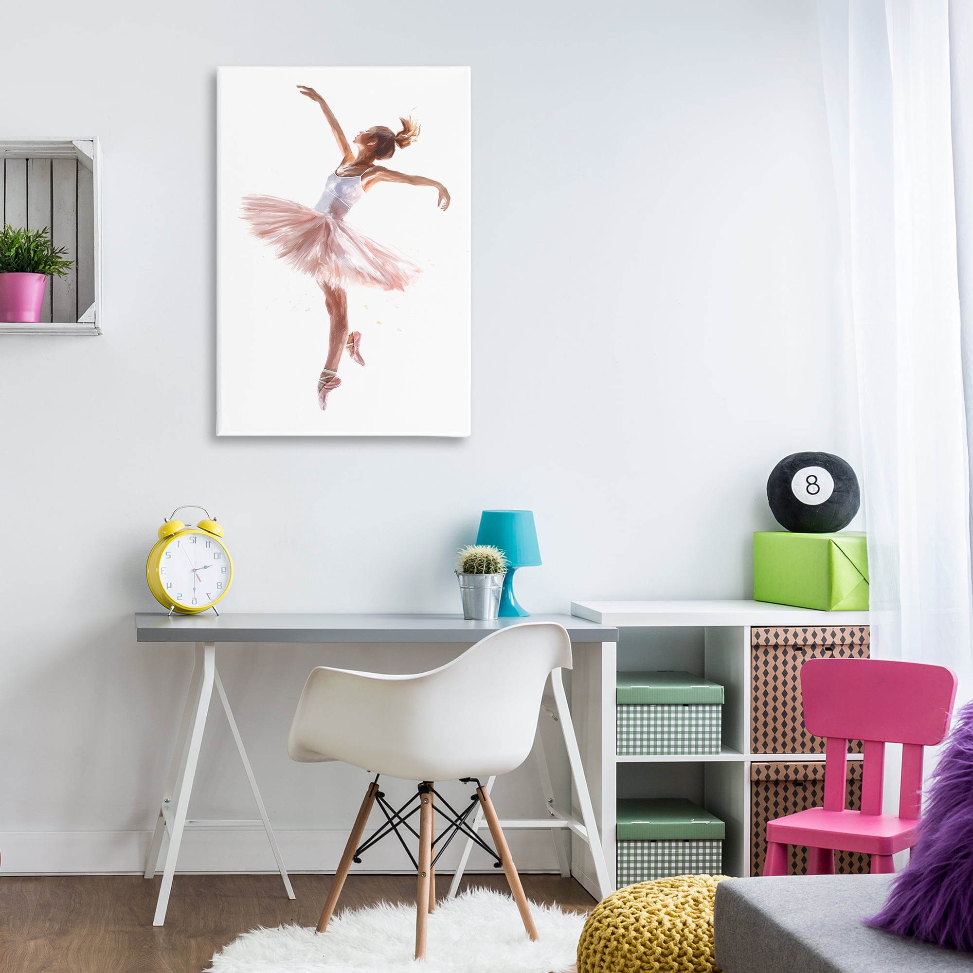 Stupell Industries Graceful Ballerina Pose Novelty Painting Gallery Wrapped Canvas Art Print Wall Art, 24 x 36