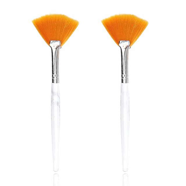 Soft 'N Style Cepillos faciales Fan Mask Brush Soft Makeup Brushes Mask Aplicator Brushes Herramientas Cosméticas para Peel Mask Mask Aplicador Brushes Herramientas Maquillaje Mujeres Niñas (2 Amarill