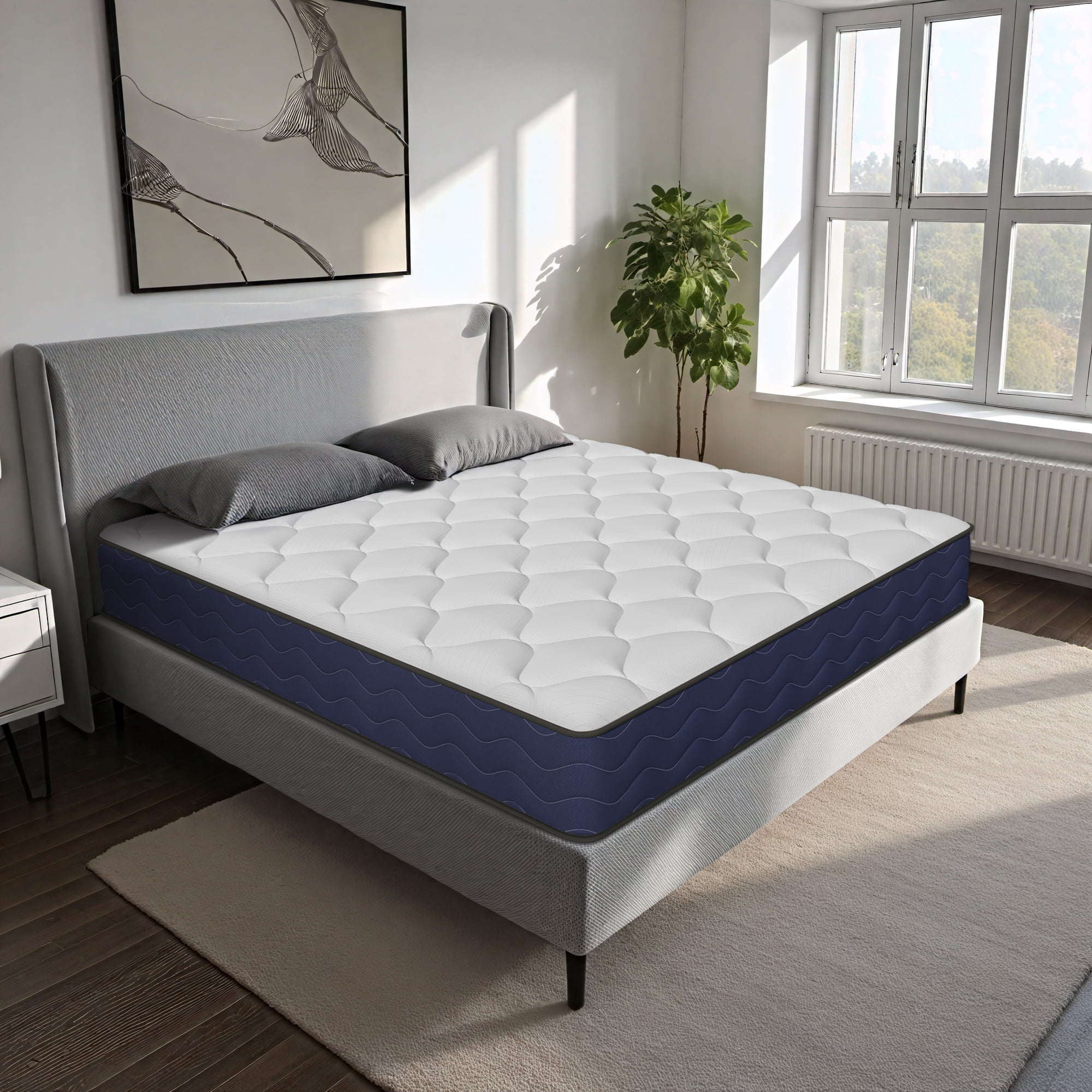 POSMOND King Mattress, 12 inch Cooling Memory Foam Mattress, Hybrid Firm Mattress in a Box, Pocket Spring, Pressure Relief, CertiPUR-US Certified