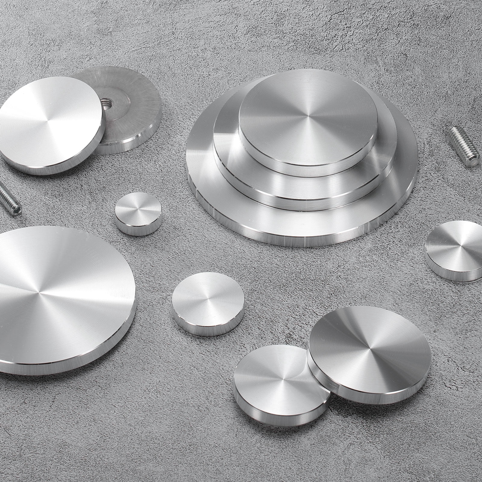 2 Pack Round Shape Aluminum Disc, M10 Thread 100mm Diameter Aluminum Circle Disc Glass Top Adapter, Silver