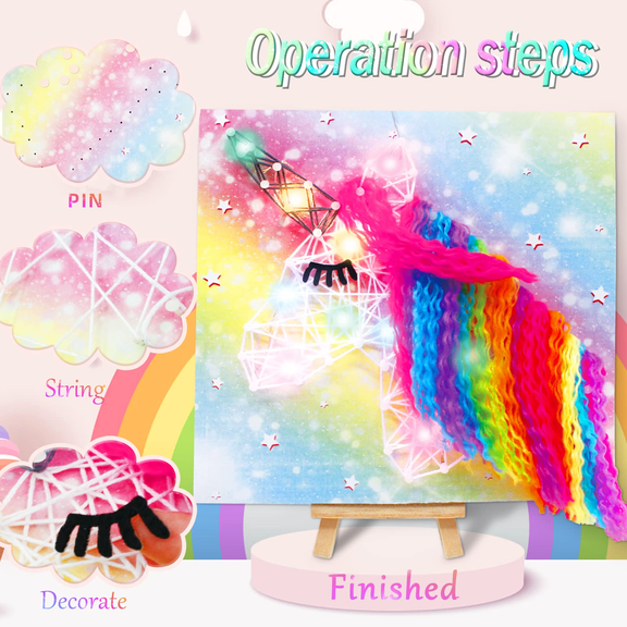 Crafts for Girls Ages 8-12, String Art Kit, Unicorn String Art Kit for Kids, Unicorn Craft Kit with LED Light, String Art Kits for Kids 9-12 Girls, Unicorn Arts and Crafts, String Art Kits for Adults