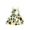 thumbnail image 1 of Kmbangi Robe d'Été à Bretelles pour Fillette, Mignonne, Sans Manches, à Encolure Carrée, Imprimé Tournesol, Robe de Princesse, 1 of 8