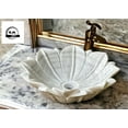 thumbnail image 2 of Hand Carved White Marble Floral Wash Basin Sink Petal Designed White Marble Sink Wash Basin for Home & Kitchen Decoration, 2 of 3