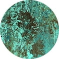 thumbnail image 1 of Ahgly Company Machine Washable Indoor Round Oriental Turquoise Blue Industrial Area Rugs, 8' Round, 1 of 4