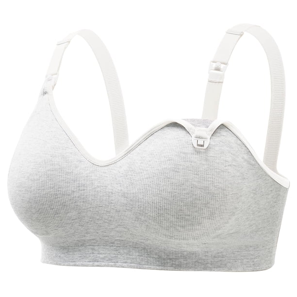 Momcozy sujetador de lactancia inalámbrico de algodón sin costuras, gris claro