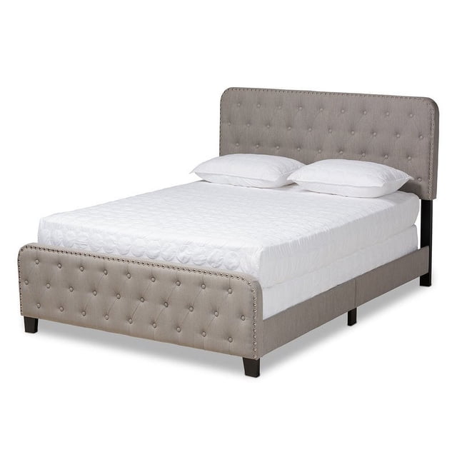Baxton Studio Annalisa Queen Size Grey Upholstered Button Tufted Panel Bed