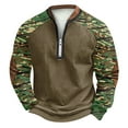 thumbnail image 2 of Men's Fall Winter Polo Half Zip Sweatshirt, Dark Printed Camouflage Pullover for Outdoor Style, Casual Wear and Seasonal Utility,Army Green,L, 2 of 5