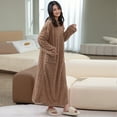 thumbnail image 2 of Women‘s Coral Velvet Robe Long Plush Bathrobe Extra Thick Warm Sleepwear Cozy Loungewear One Size, 2 of 4