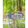 thumbnail image 3 of Fsddascl Black Botanical Outdoor Tablecloth - 60 Inch Round Dining Table Cover, Watercolor Rustic Tree Abstract Waterproof Outdoor Table Cloth with Umbrella Hole & Zipper for Picnic/Patio/Party, 3 of 7