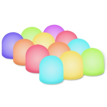 12 Pcs Color Changing Mini Nightlight, Multicolor LED Mood Lighting - Night Light for Kid's Bedroom, Bathroom, Living Room - Battery Powered
