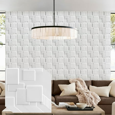 FLOLEOPA Textures 3D Wall Panels White Design for Interior Wall Decor Pack of 30 Tiles 29 Sq Ft (PVC)