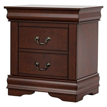 Jiowenm Transitional Wood 2-Drawer Nightstand in Cherry Finish