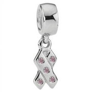 PANDORA JEWELRY COMPANY Sterling Silver Breast Cancer Awareness Ribbon Dangle with Pink Zirconia Charm- 790314PCZ