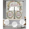 thumbnail image 3 of Floral Botanical Wreath Kitchen Curtains Swag Valance and Tier Curtains Set 24 Inch Length, Vintage Wooden Botanical Rod Pocket Drape Panels Pair Swag Curtain for Bathroom/Cafe/Window, 3 of 6