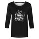 thumbnail image 4 of Mujeres 3/4 Manga Tops Impresión Casual Cuello Redondo Camiseta Top Blusa, Poliéster Toda la Temporada, 4 of 4