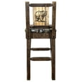 thumbnail image 2 of Homestead Collection Barstool w/ Back - Woodland Upholstery, w/ Laser Engraved Bear Design, Stain & Lacquer Finish, 2 of 5