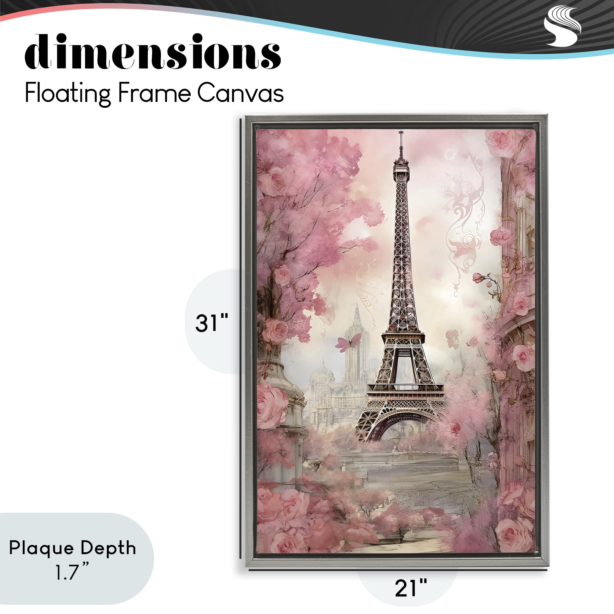 Stupell Industries Paris City View in Bloom Gray Framed Floater Canvas Wall Art, design by Creative Studio