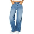 thumbnail image 2 of Celebrity Pink Women's and Women's Plus Baggy Wide Leg Jeans, Sizes 1-24, 2 of 5