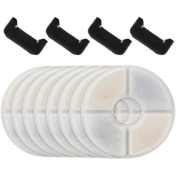 8 Carbon Filters 4 Foam Filters Pack ,Cat Fountain Filter Replacement for Round Stainless Steel Top Cat Fountain