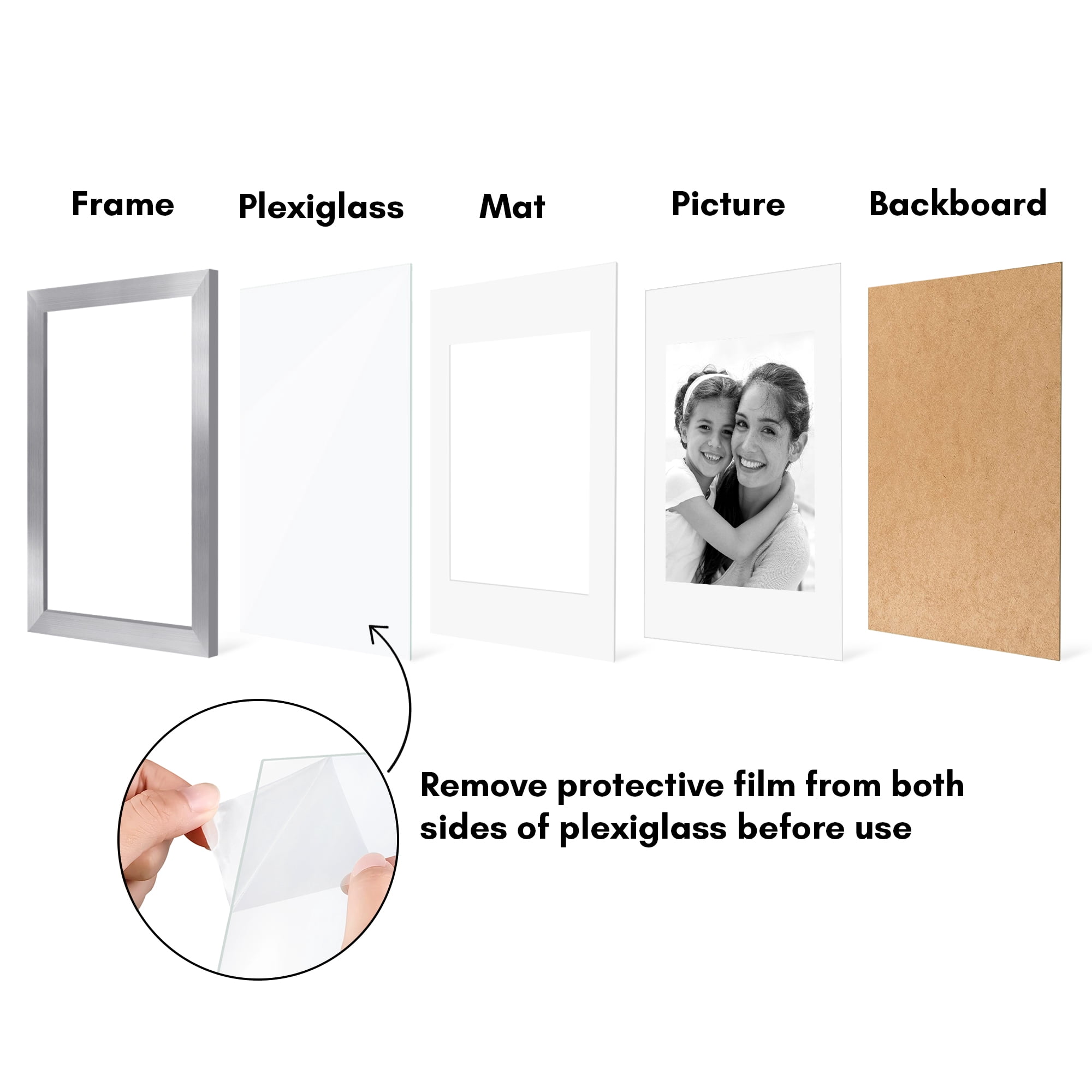 Americanflat 8x12 Picture Frame with Polished Plexiglass with 6x8 Mat 2 Pack Display Photo Galleria - Silver