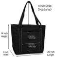 thumbnail image 1 of DALIX Sac Fourre-Tout de Magasinage en Toile de Coton Uni 20 Pouces Noir-Blanc, 1 of 4