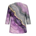 thumbnail image 6 of JTZGDY Fashion T-Shirts for Women Casual Floral Printed 3/4 Length Sleeve Ruched Pleated Fall Crewneck Tunic Blouse Trendy Oversized Pullover Tops Purple M, 6 of 8