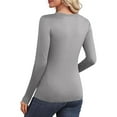 thumbnail image 6 of Ltctricy Thermal Shirts for Women Long Sleeve V Neck Quarter Button Slim T-Shirts Base Layer Tops Soft Casual Undershirts(Gray,Small), 6 of 7