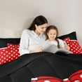 thumbnail image 4 of jejeloiu Chic Dots Bowknot 7 Pieces Bedding Comforter Set,Cute Cartoon Bowtie Full Bedding Set,Red White Black Fitted Sheet Flat Sheet For Kids,Breathable Home Decor Reversible, 4 of 8