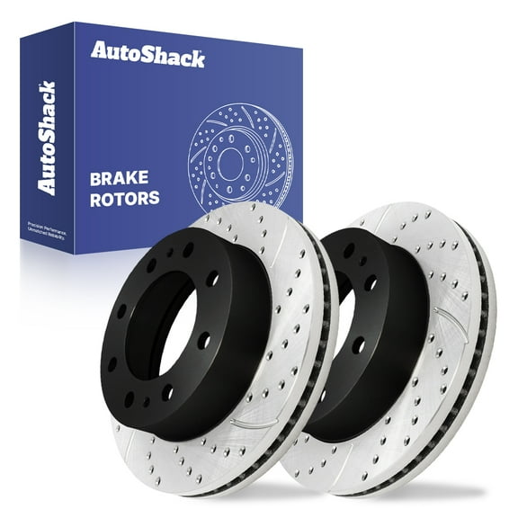 AutoShack 12.8" (325 mm) Front Vented Drilled & Slotted Brake Rotors E-Coated | Replacement for 2003-2025 Chevrolet Express 3500 2001-2010 Chevrolet Silverado 2500 HD | 2-PC Set | ShadowGuard