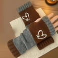 thumbnail image 2 of Gelikeya Valentines Day Fingerless Gloves for Women Fashion Cute Heart Embroidered Thermal Winter Gloves, Coffee & One Size, 2 of 3