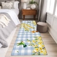 thumbnail image 4 of Runner Rug 2'x6', Forsythia Flowers Washable Non-Slip Hallway Runner Rugs, Spring Yellow Floral Hummingbird Blue Plaid Bedside Rugs Floor Mats Carpet Runners for Kitchen Bathroom Laundry Room, 4 of 8