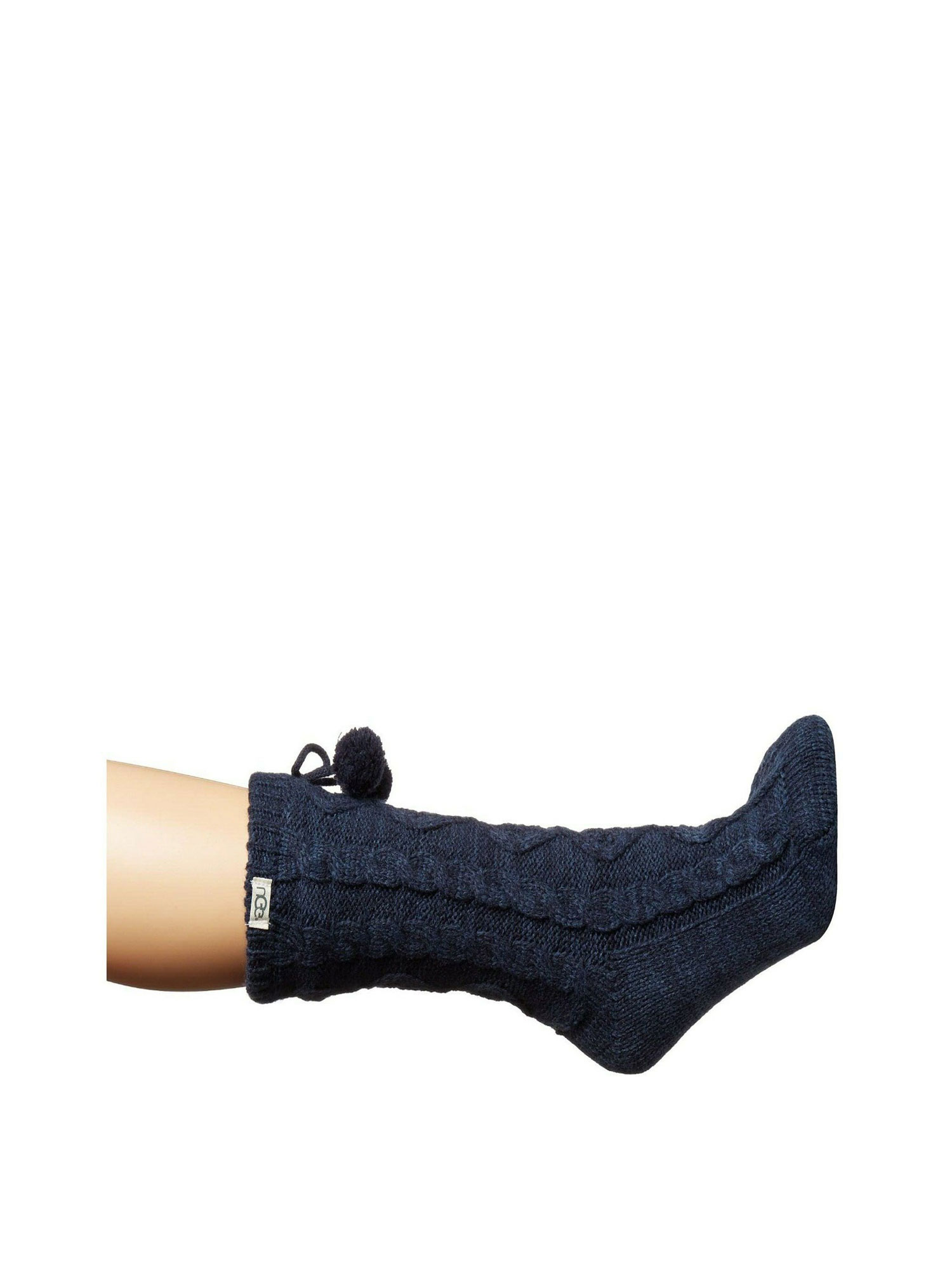 Ugg Women's Pom Pom Fleece Lined Crew Socks Navy