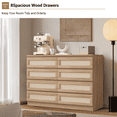 thumbnail image 1 of EastVita 47 Inch Rattan Dresser, 8 Drawer Dresser, White Wood Chest of Drawers, Wide Double Dresser, Large Tv Stand Dresser, Entryway Table for Bedroom, Living Room, Entryway, 1 of 4