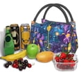 thumbnail image 3 of Yiaed Cosmic Purple Irises Print Lunch box lunch bag Portable Insulated Lunch Box for Women Men Cooler Tote Bag with Front Pocket for Work Picnic Travel, 3 of 6