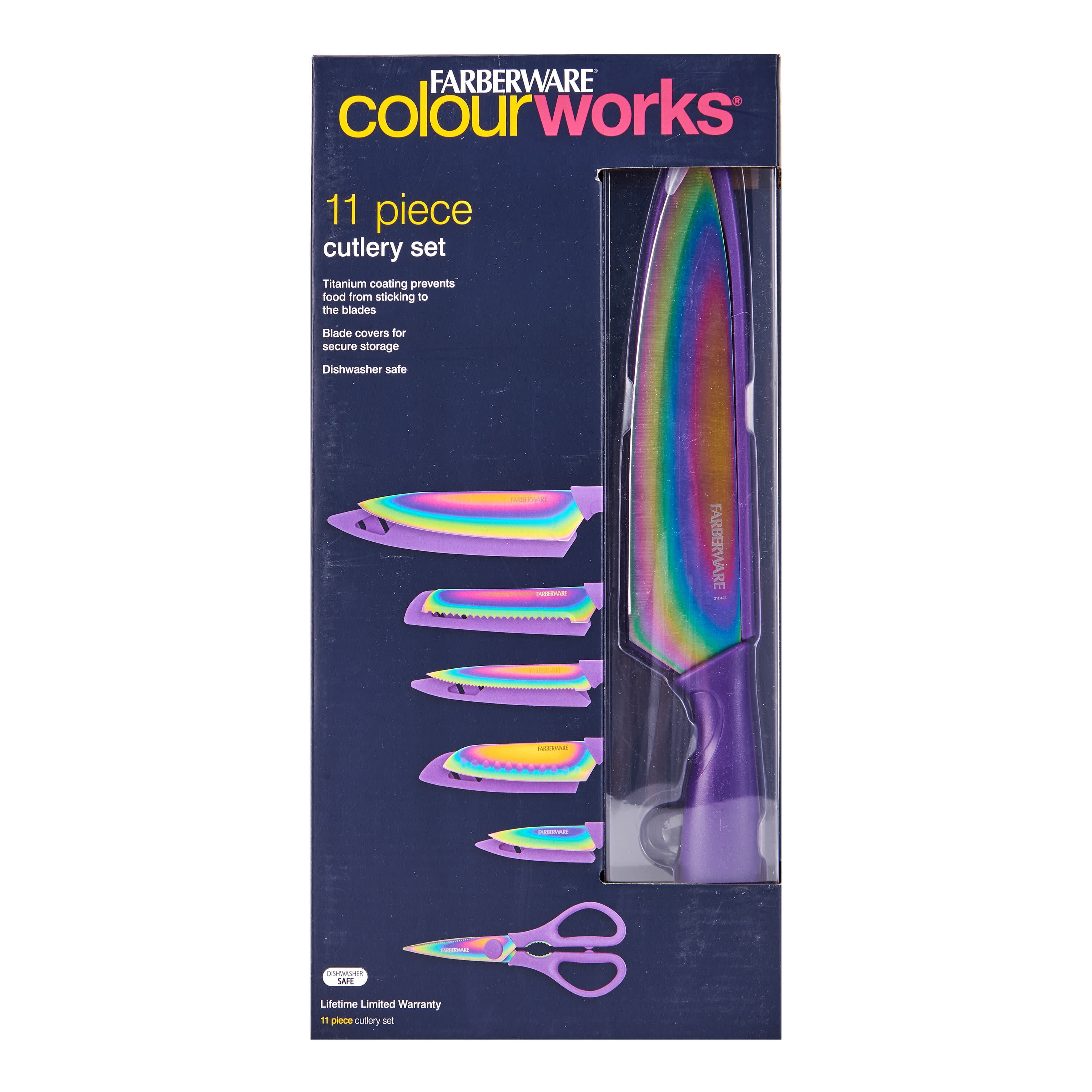 Farberware 9 Piece Set of Stainless Steel Iridescent Rainbow