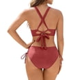 thumbnail image 6 of Maqroz Crochet Tie Side Bikini Set for Women Knitted Texture Two Piece Swimsuit Padded Bra Bathing Suit Boho Beachwear Summer Pool Party Vacation Essential Swimming Costume Swimwear, 6 of 9