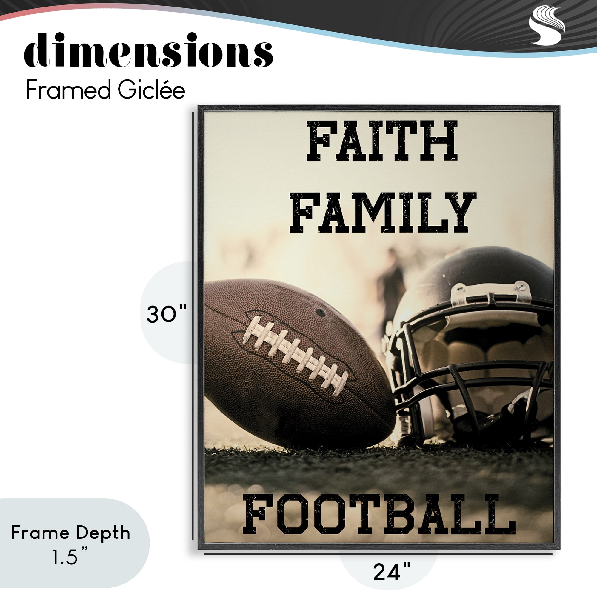 Stupell Industries Faith Family Football Black Framed Giclee Art, design by Jesse Keith