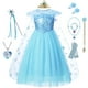 thumbnail image 2 of Disfraz de Frozen de Disney para niñas, vestido de princesa con lentejuelas blancas, vestido de baile de malla, ropa de carnaval, Cosplay para niños, Reina de la nieve, Elsa, Anna Fivean unisex, 2 of 2